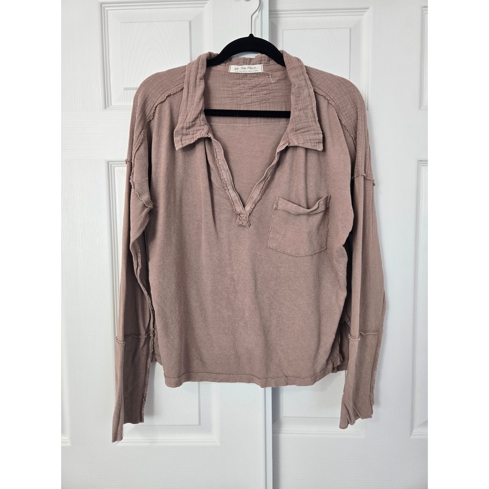 Free People Long Sleeve Pullover Tee in Dusty Mauve